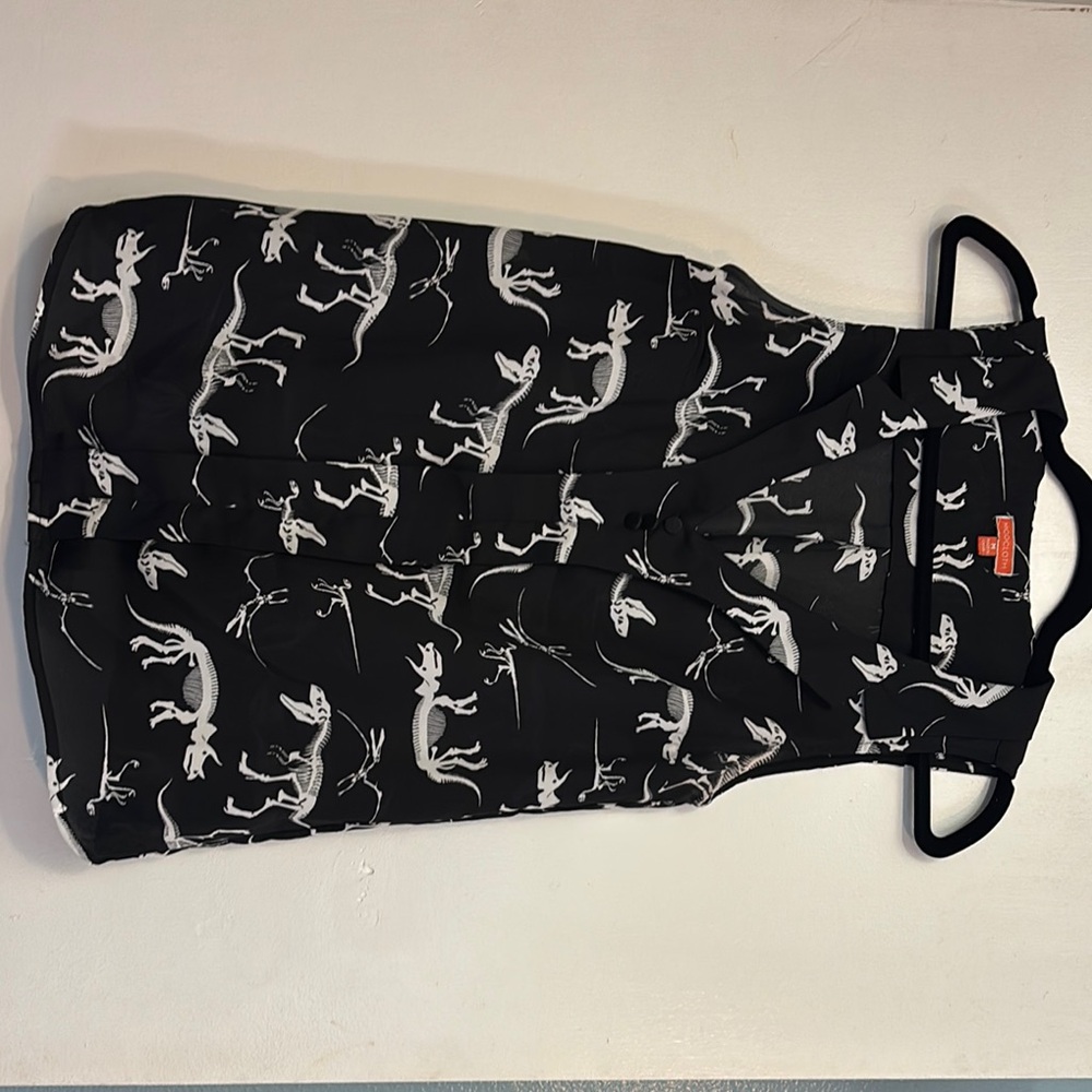 Modcloth Black and White Dinosaur Print Top